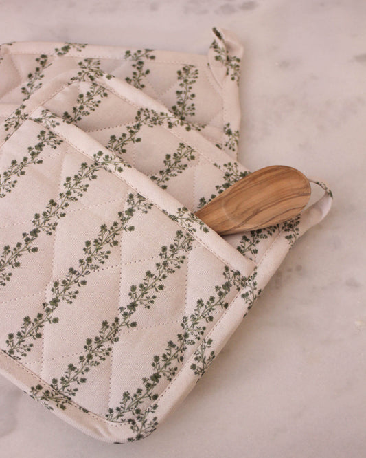 Begonia Stripe Floral Pot Holder Set