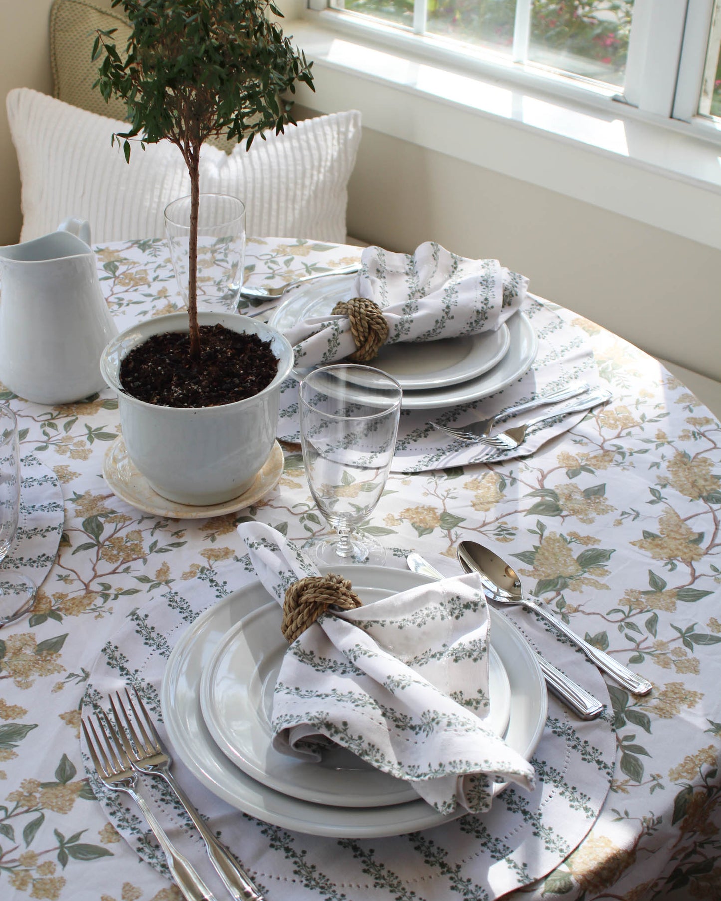 Hyacinth Marigold Fall Floral Cotton Tablecloth
