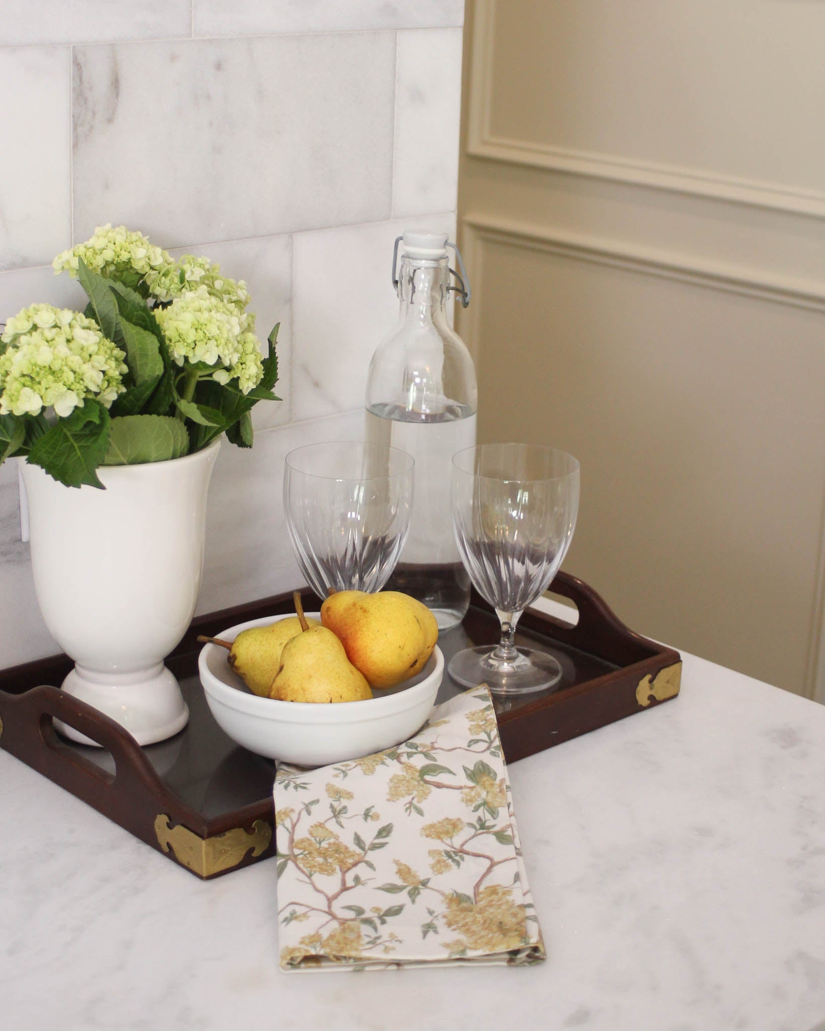 Decorative Hyacinth Marigold cotton towel for everyday kitchen and holiday cooking and baking