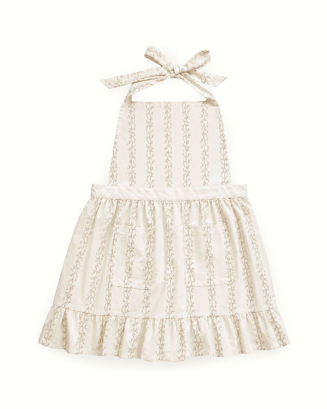 Premium cotton women’s cooking apron featuring a hand-drawn floral print, front pockets, and adjustable waist and neck ties for a comfortable fit.