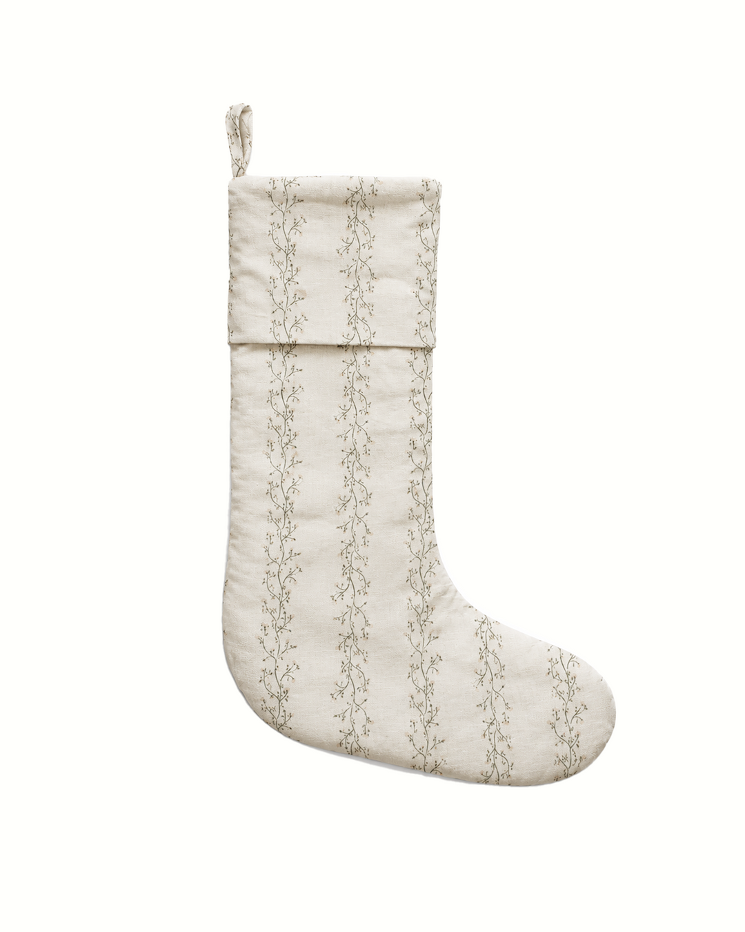 Classic neutral cream stripe christmas holiday stocking