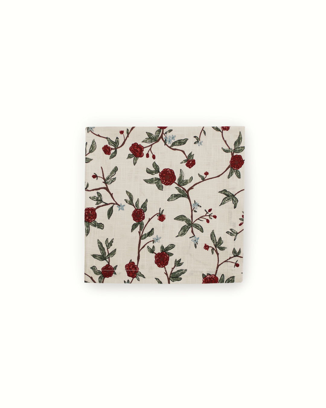 Embrace a vintage look with these red and green floral print napkins, perfect for the grand millennial home. This set of 4 cotton napkins features a storied botanical design that feels like a vintage find. Measuring 20x20 inches, they are the ideal size for a formal Mother's Day brunch or a festive Easter lunch. These linens make a beautiful gift for a chef or hostess, providing a sophisticated backdrop for memories made around the table during your most cherished spring celebrations.