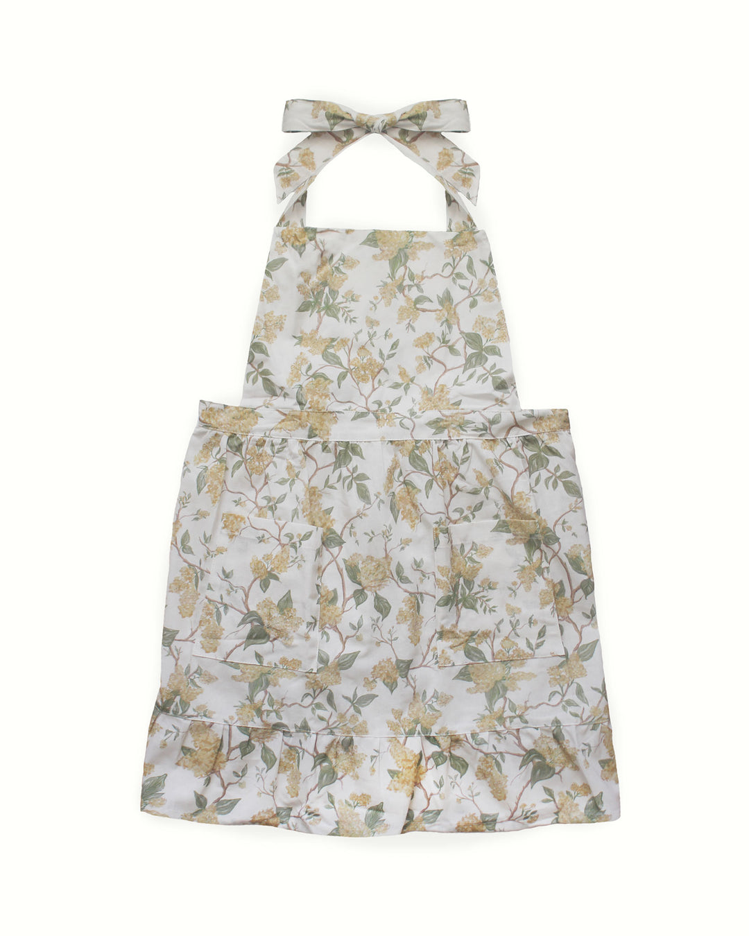 Celebrate spring with this exquisite yellow floral smock apron dress featuring a ruffle hem. Made from premium 100% cotton, it includes two pockets and adjustable ties, perfect for a ruffle cooking apron or gardening apron. This baking apron for women is an ideal Mother's Day gift for mom or a thoughtful Easter hostess gift. Its grand millennial decor style and vibrant floral print make it a staple for spring summer entertaining and making special holiday memories together.