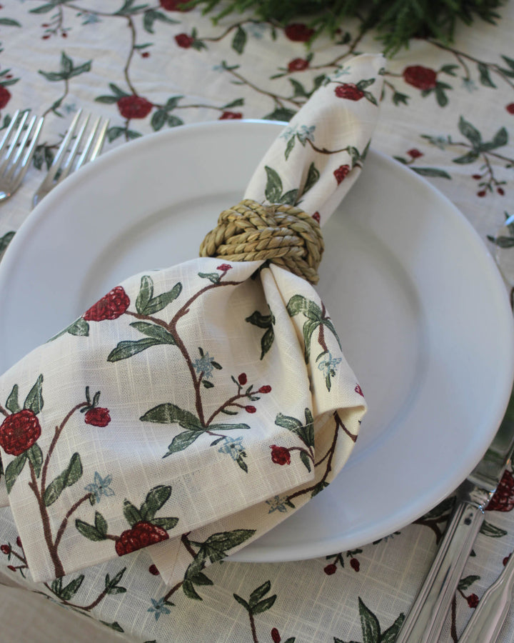 Bring the garden to your table with these cheerful red and green floral napkins. Designed for outdoor brunches and spring garden parties, this set of 4 cotton linens features a bright, eye-catching botanical print. The 20-inch square size is versatile for casual picnics or upscale garden events. Gift them to a hostess who enjoys creating an inviting atmosphere, or use them to refresh your own spring decor. Their timeless flower and leaf pattern mirrors the beauty of nature in full bloom.