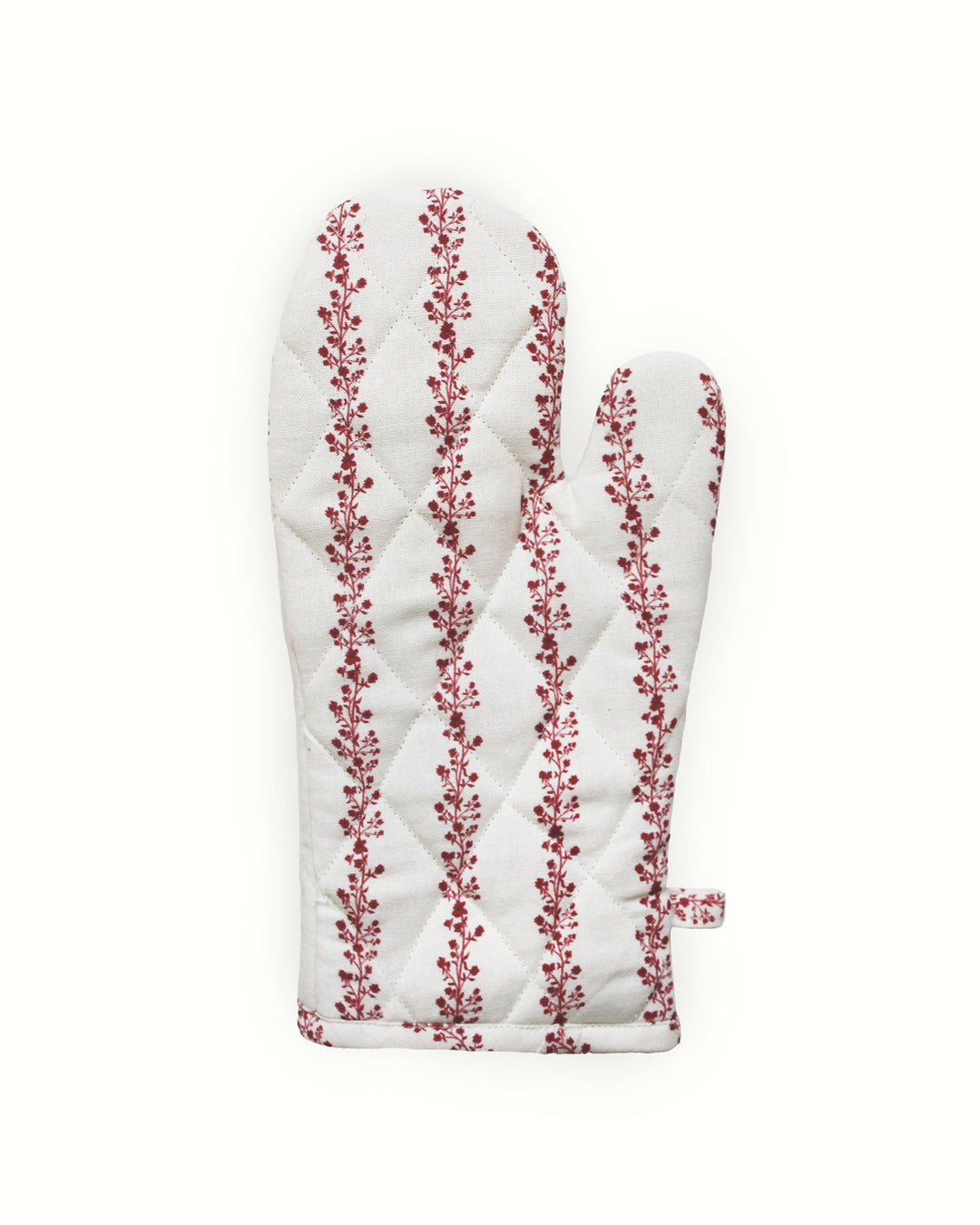 Begonia Stripe Ruby Oven Mitt Set