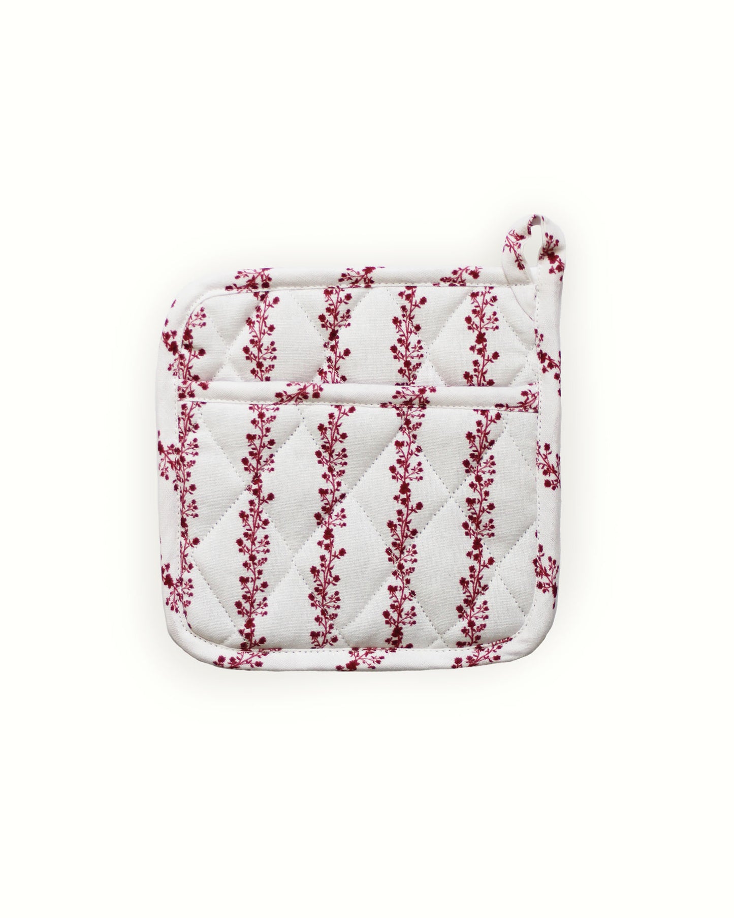 Begonia Stripe Floral Pot Holder Set