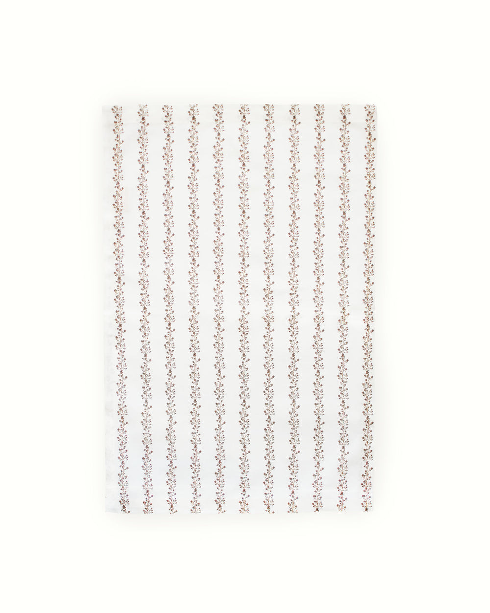 Elegant brown floral stripe tea towel with hand-drawn botanical artwork, a versatile kitchen linen for fall, Thanksgiving, hosting, and year-round use.