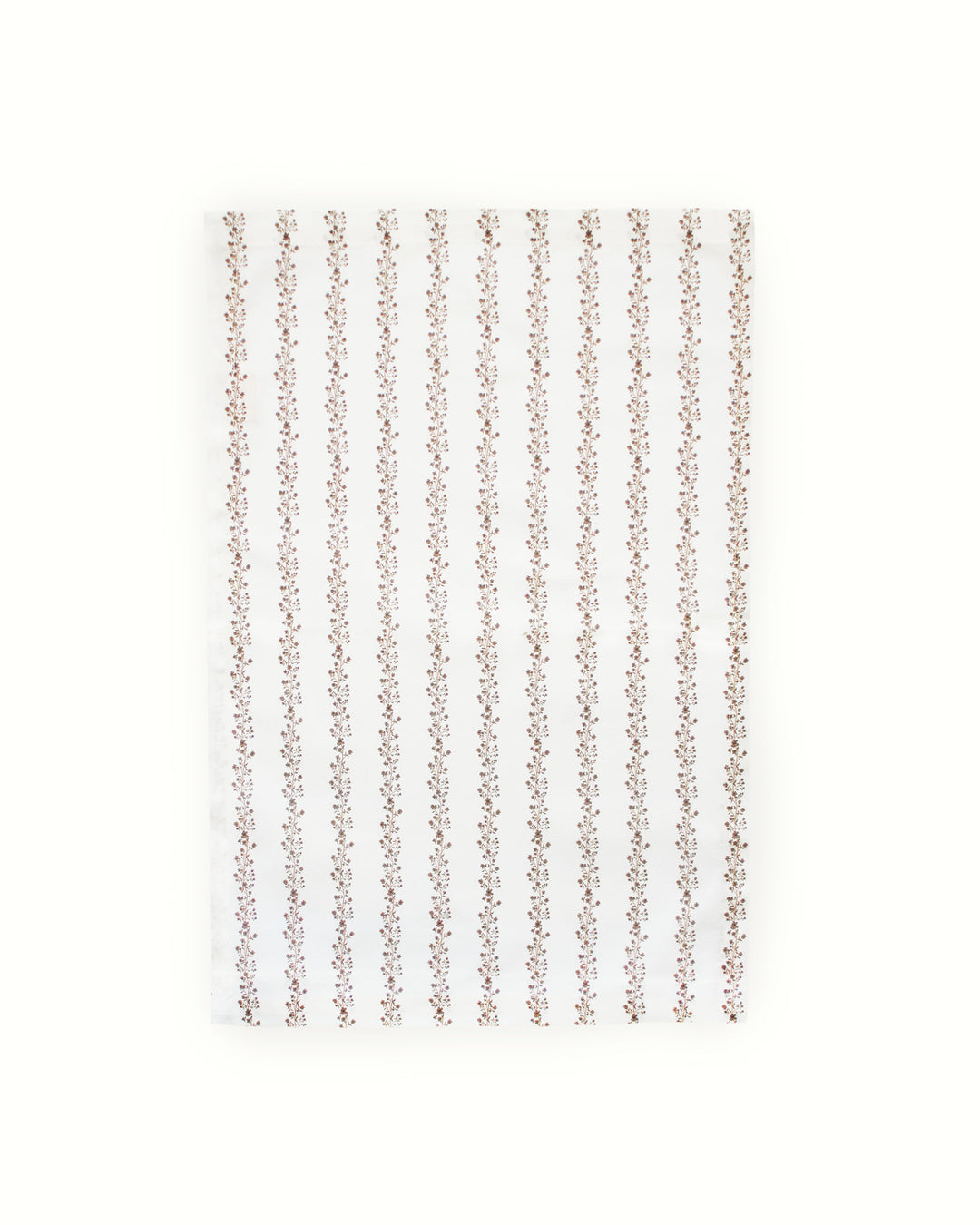 Elegant brown floral stripe tea towel with hand-drawn botanical artwork, a versatile kitchen linen for fall, Thanksgiving, hosting, and year-round use.