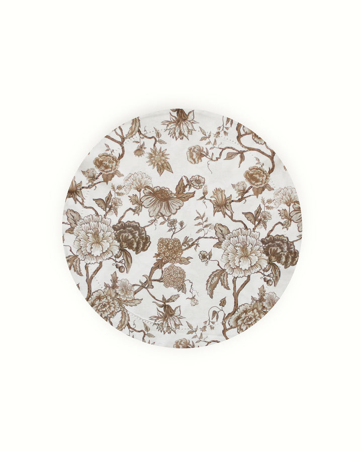 Florence Chestnut Floral Round Placemats, Set of Four