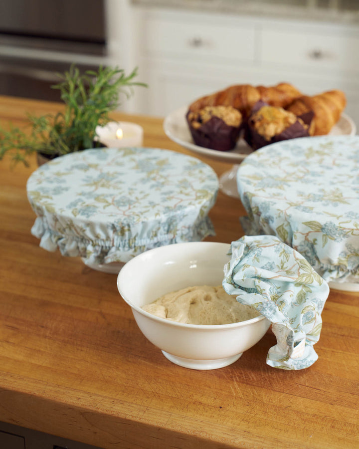 Hyacinth Blue Cotton Bowl Covers, Set of Three
