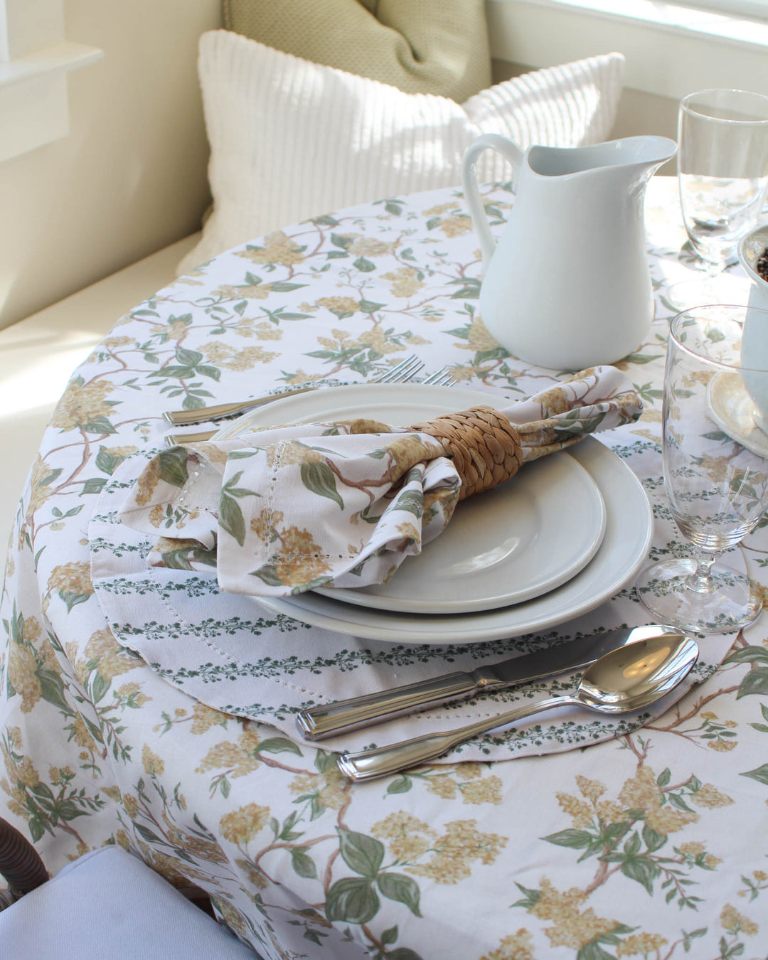 Yellow Pattern Napkins Yellow Floral Cloth Napkins Set of 4 | Southern Table Decor by Willamere