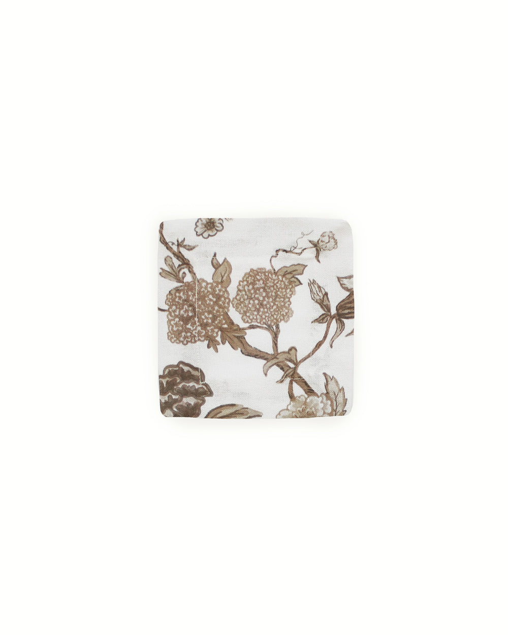 Floral cotton cocktail napkins in rich brown print, ideal for tea parties, bar carts, and thoughtful hostess gifting.