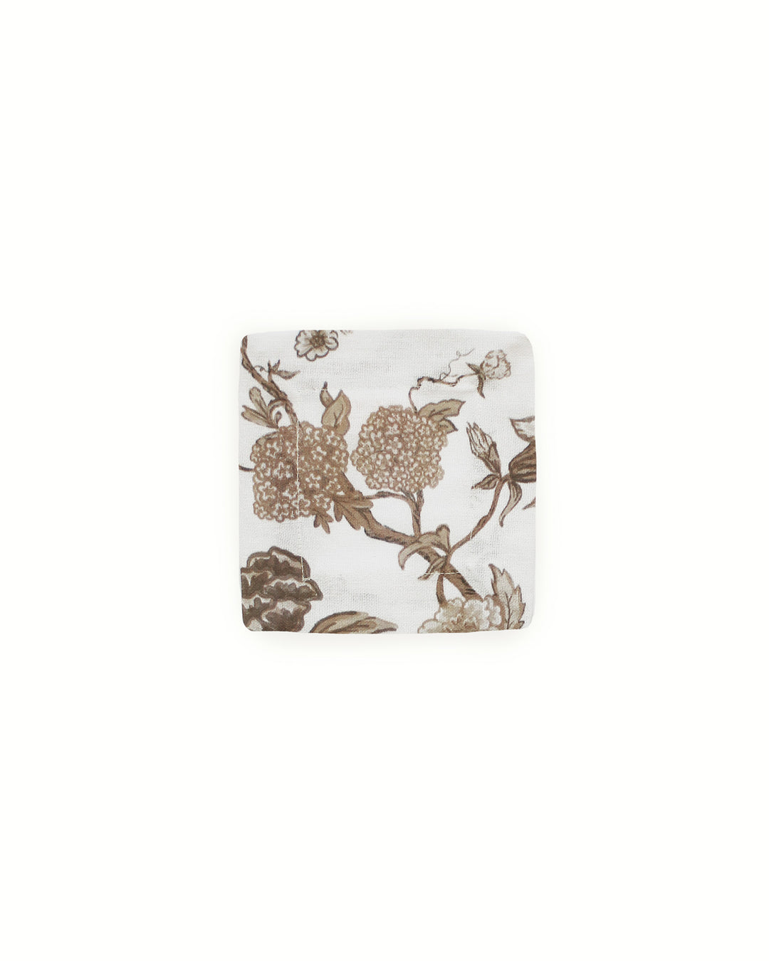 Floral cotton cocktail napkins in rich brown print, ideal for tea parties, bar carts, and thoughtful hostess gifting.