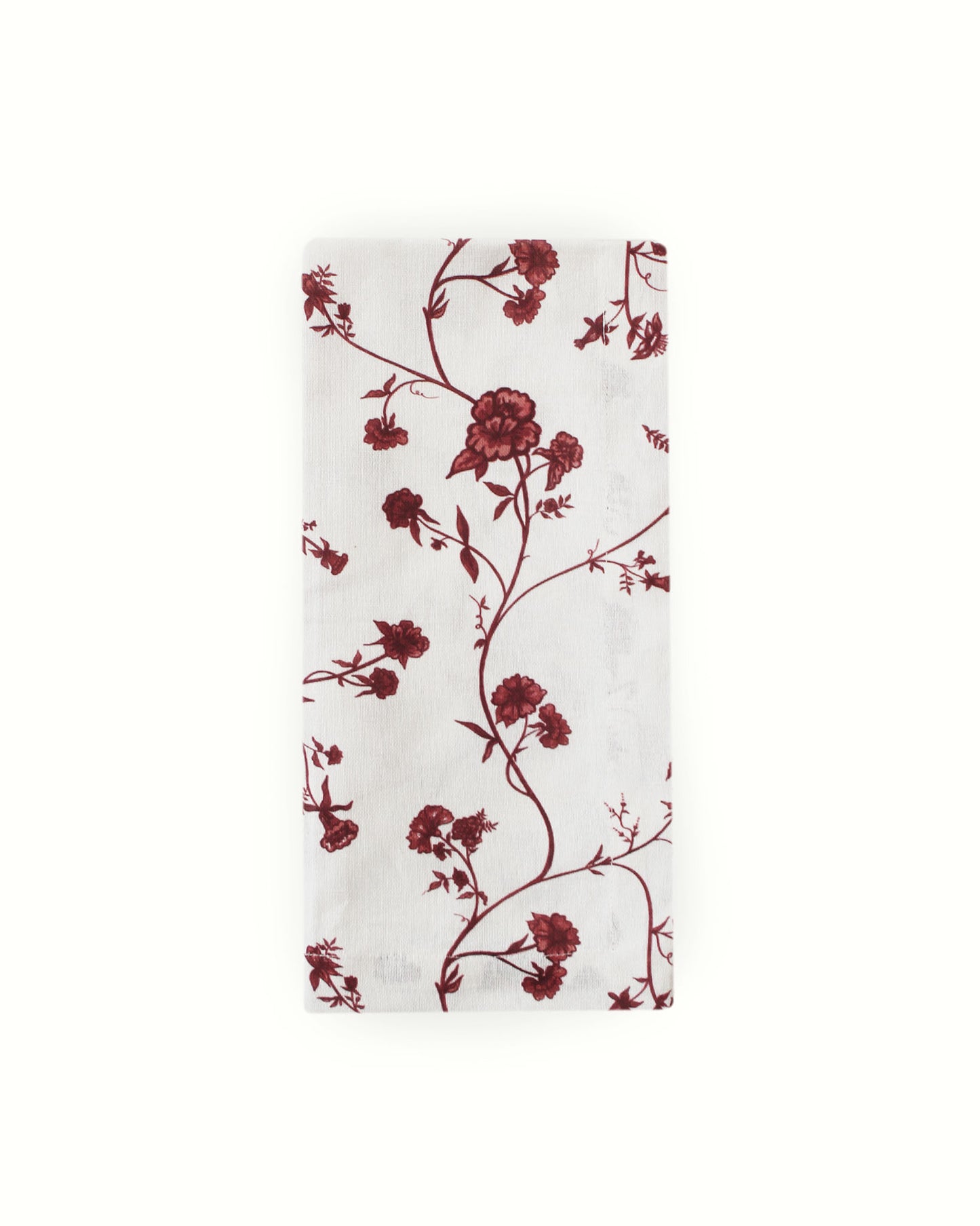 sustainable cotton tea towel with hand-illustrated floral design, ethically made in India.