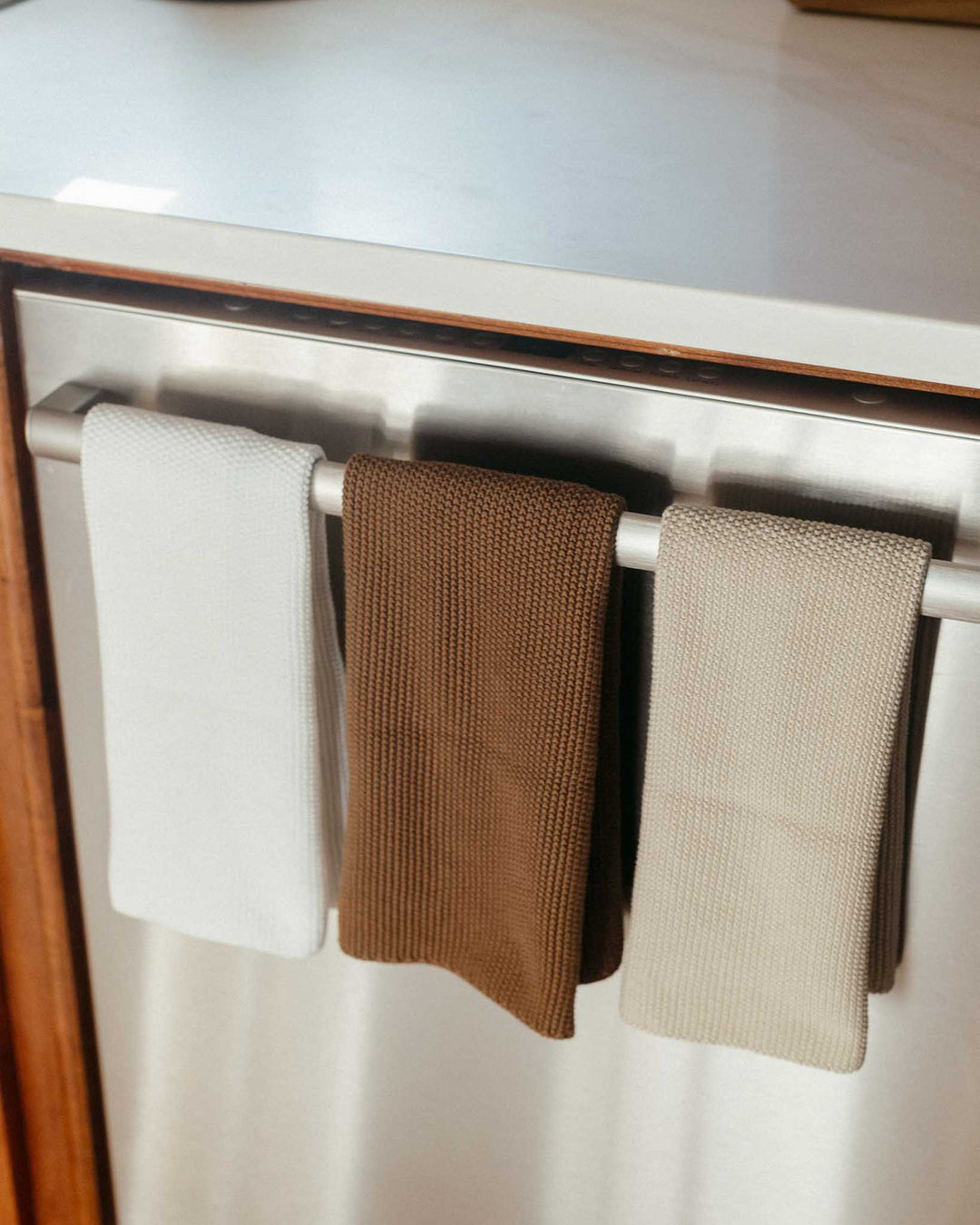 Sorrento White Cotton Knit Kitchen Towel, Set of 2