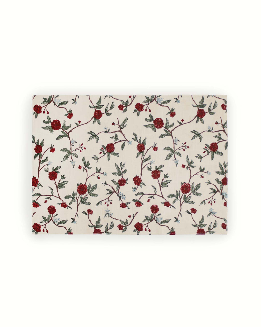 Bring a touch of French country charm to your dining room with these red and green floral placemats. The classic red and vine pattern creates a warm, inviting feel for every meal. These 14.5x20 inch rectangle placemats are made from soft, durable cotton and are fully washable. Ideal for a traditional kitchen, these reusable placemats add a storied look to your table. They make a wonderful housewarming gift or a beautiful addition to your own collection of cloth placemats.