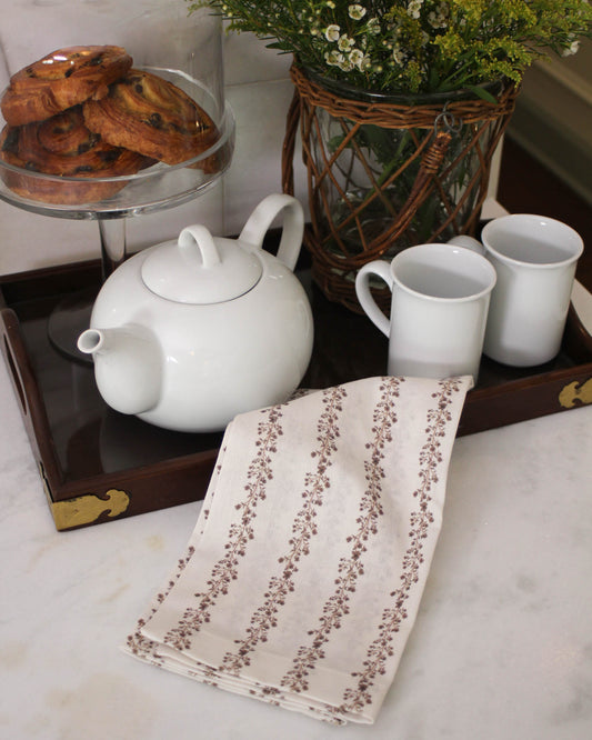 Begonia Stripe Floral Cotton Tea Towel